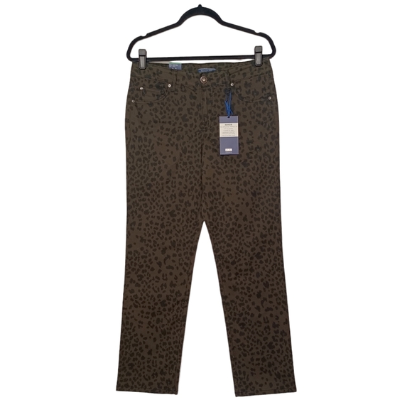 BANDOLINO Brown Black Animal Print Classic Fit Mandie Pants 8 (Medium) NWT - Picture 1 of 10